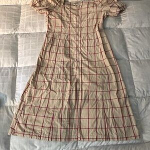 Plaid Puff Sleeve Dress